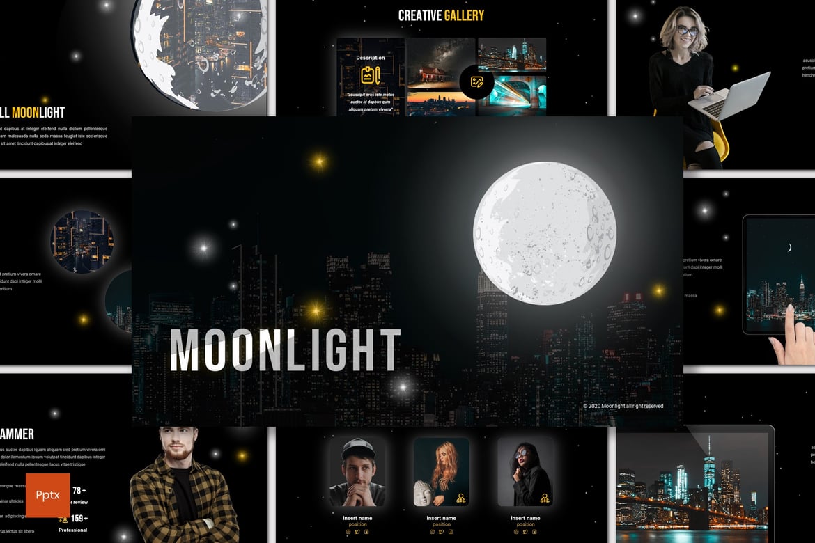 Template Presentasi Moonlight - Desain Kreatif dan Minimalis