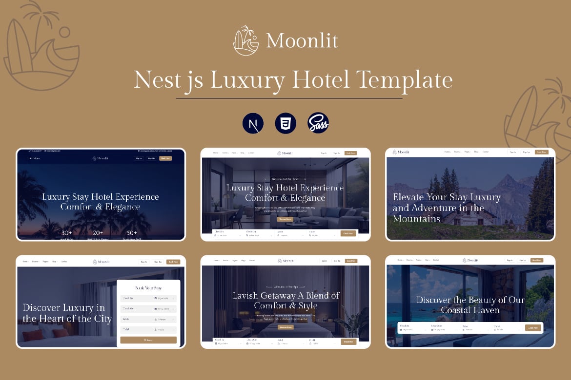 Moonlit - Template Website Hotel React NextJS yang Menawan