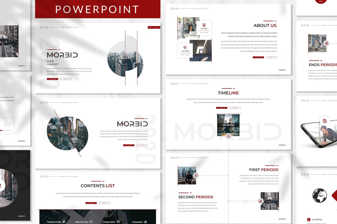 Template Powerpoint Bisnis Morbid yang Elegan dan Profesional