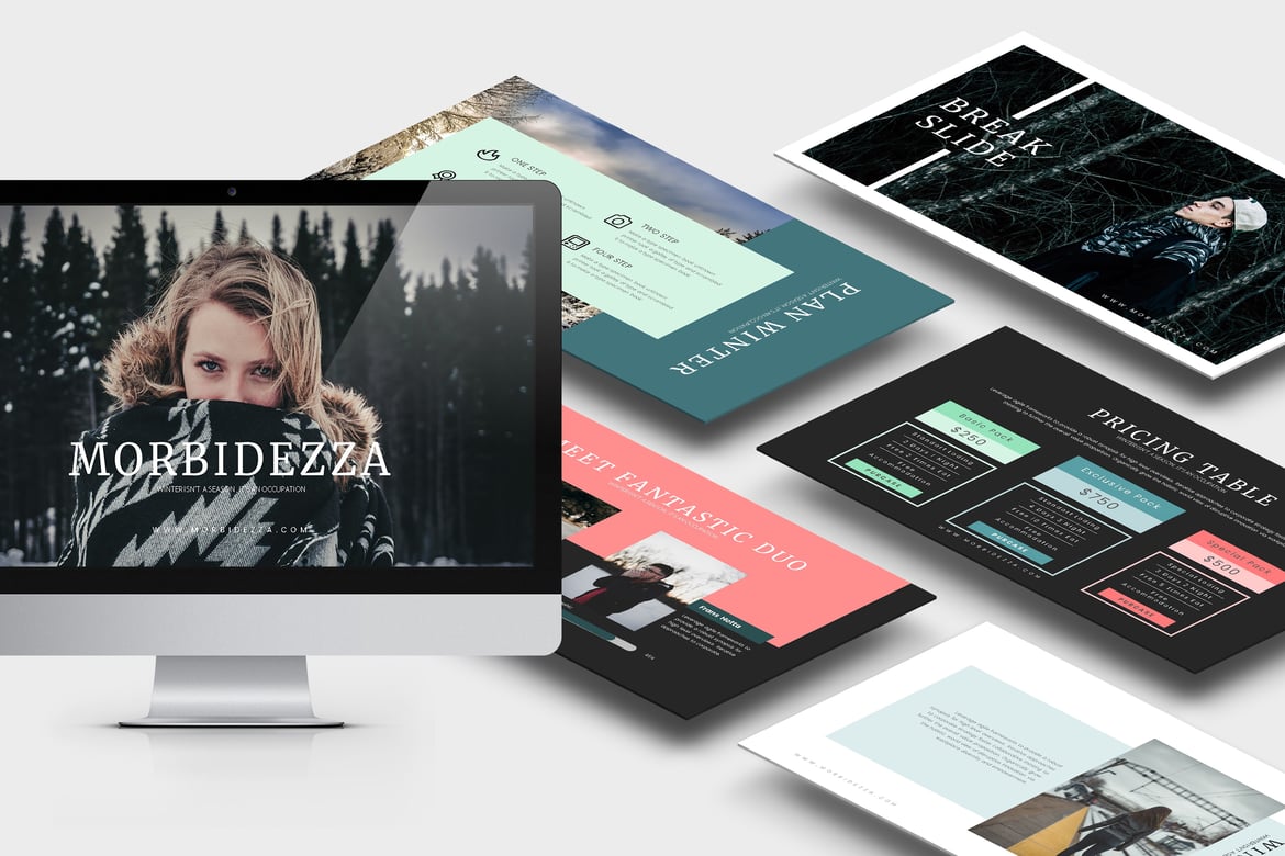 Template PowerPoint Morbidezza: Presentasi Musim Dingin yang Menarik