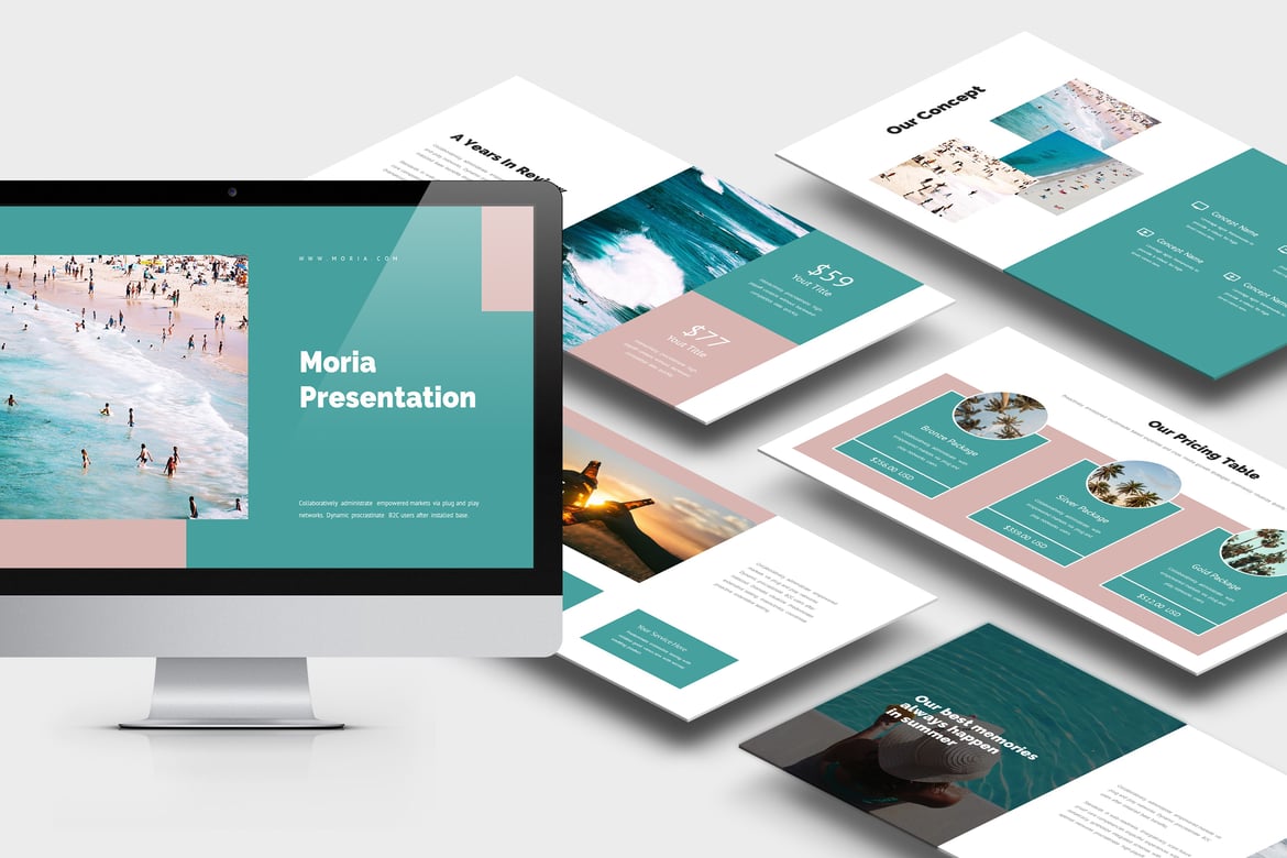 Template PowerPoint Bertema Musim Panas Moria