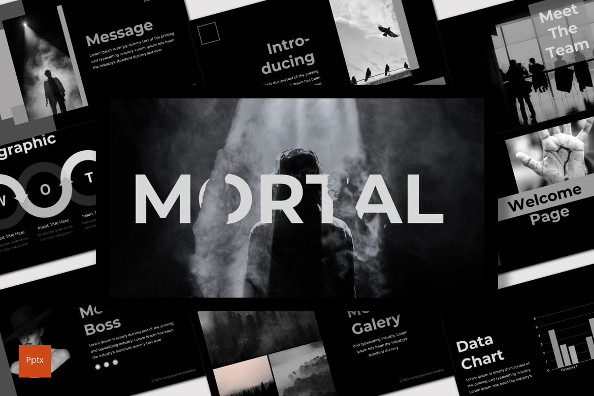 Template Presentasi PowerPoint Mortal - Desain Kreatif dan Minimalis