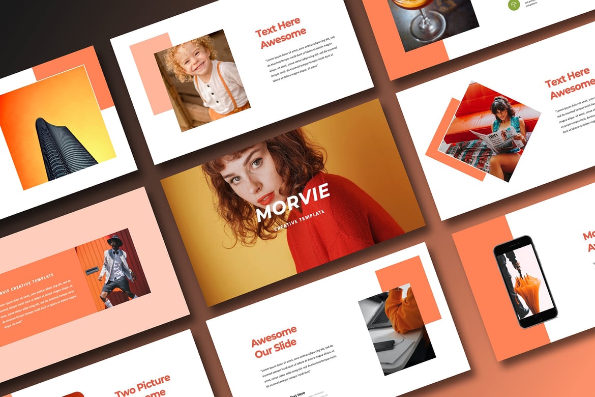 Template PowerPoint Kreatif Morvie yang Elegan dan Minimalis