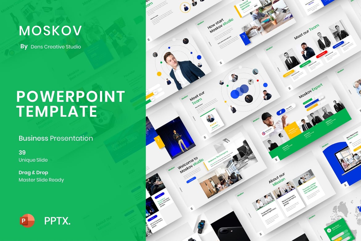Template PowerPoint Bisnis Moskov – Solusi Presentasi Profesional