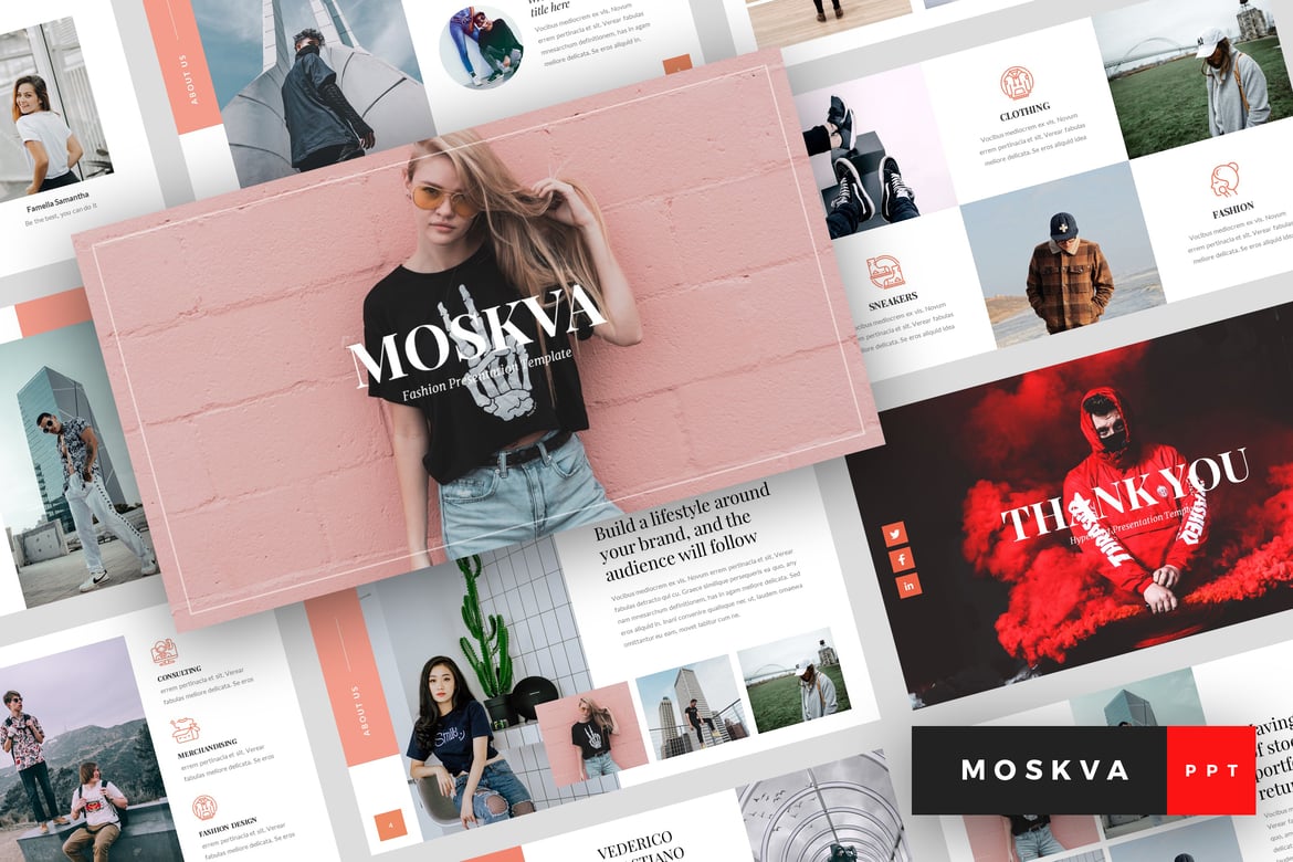 Moskva - Template Presentasi Fashion Kreatif untuk PowerPoint