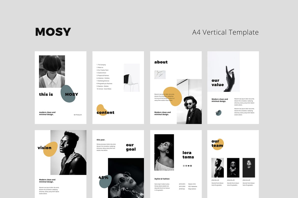 Template PowerPoint Vertikal A4 MOSY - Tampilkan Karya Anda dengan Gaya