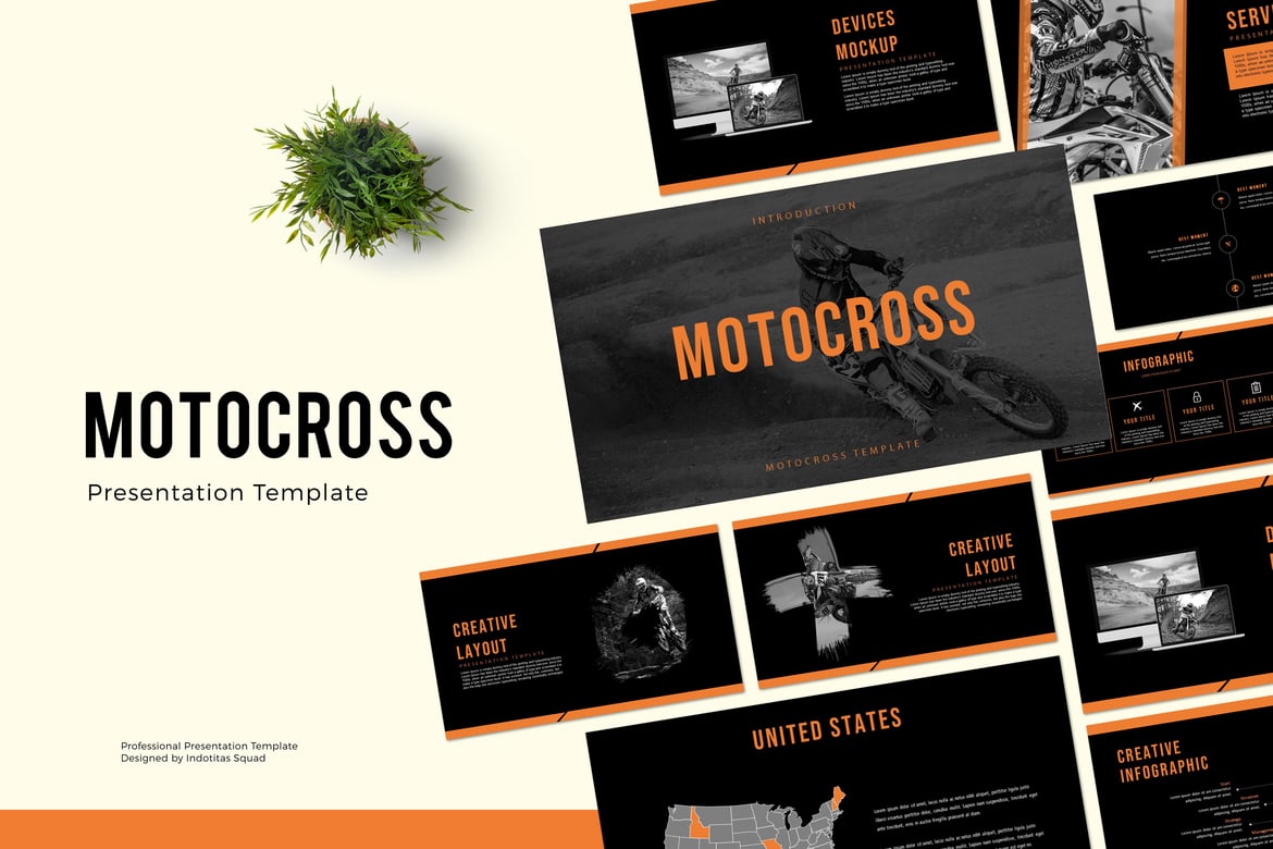 Template PowerPoint Motocross - Presentasi Profesional untuk Bisnis Anda