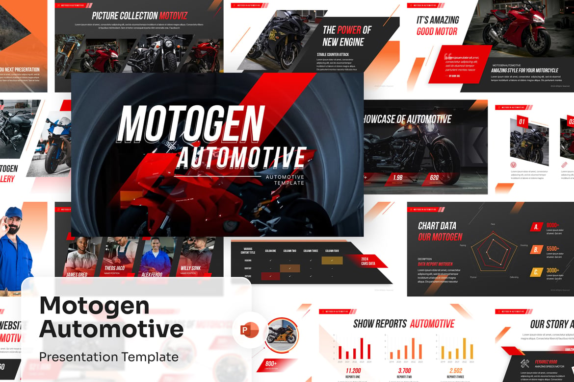 Template PowerPoint Otomotif Motogen yang Menarik