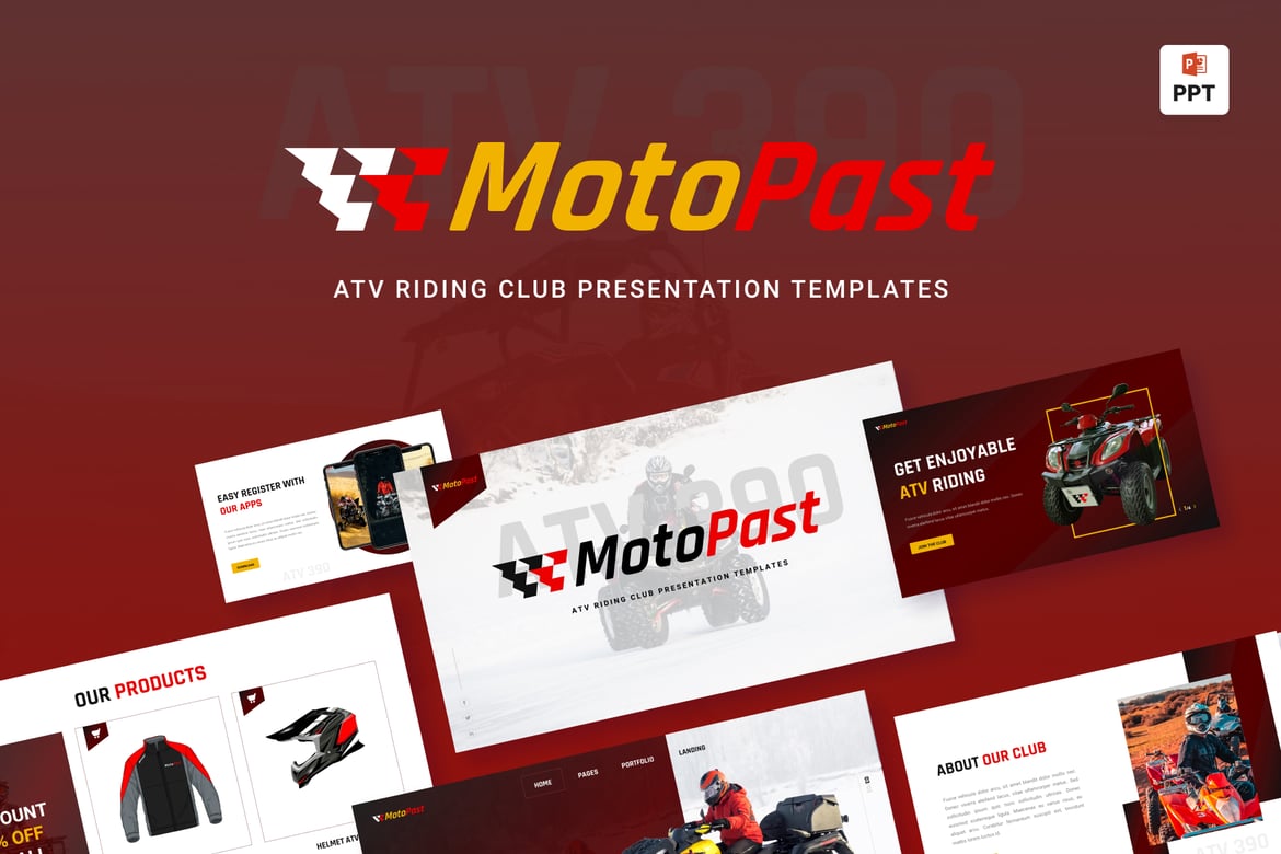 Template Presentasi MotoPast - Klub ATV yang Menarik