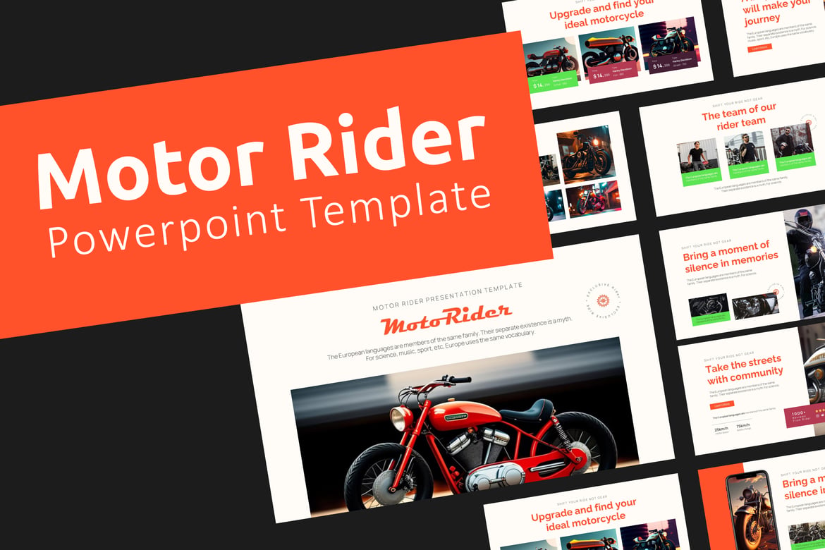Template Presentasi Powerpoint Motor Rider yang Modern dan Profesional
