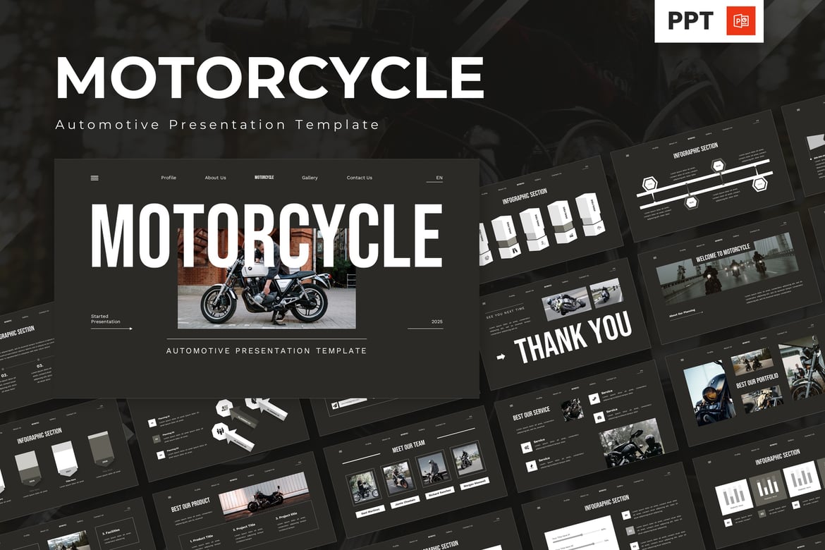 Template Presentasi PowerPoint Motor dan Otomotif yang Menarik