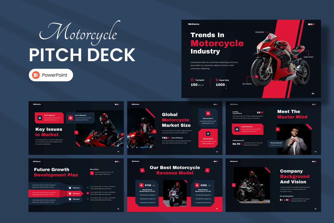 Template Presentasi PowerPoint untuk Industri Sepeda Motor