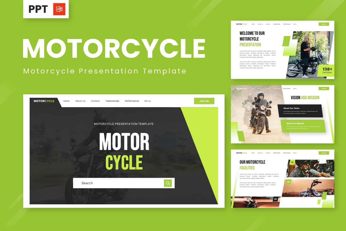 Template Presentasi Powerpoint Motor dan Sepeda Motor yang Menarik