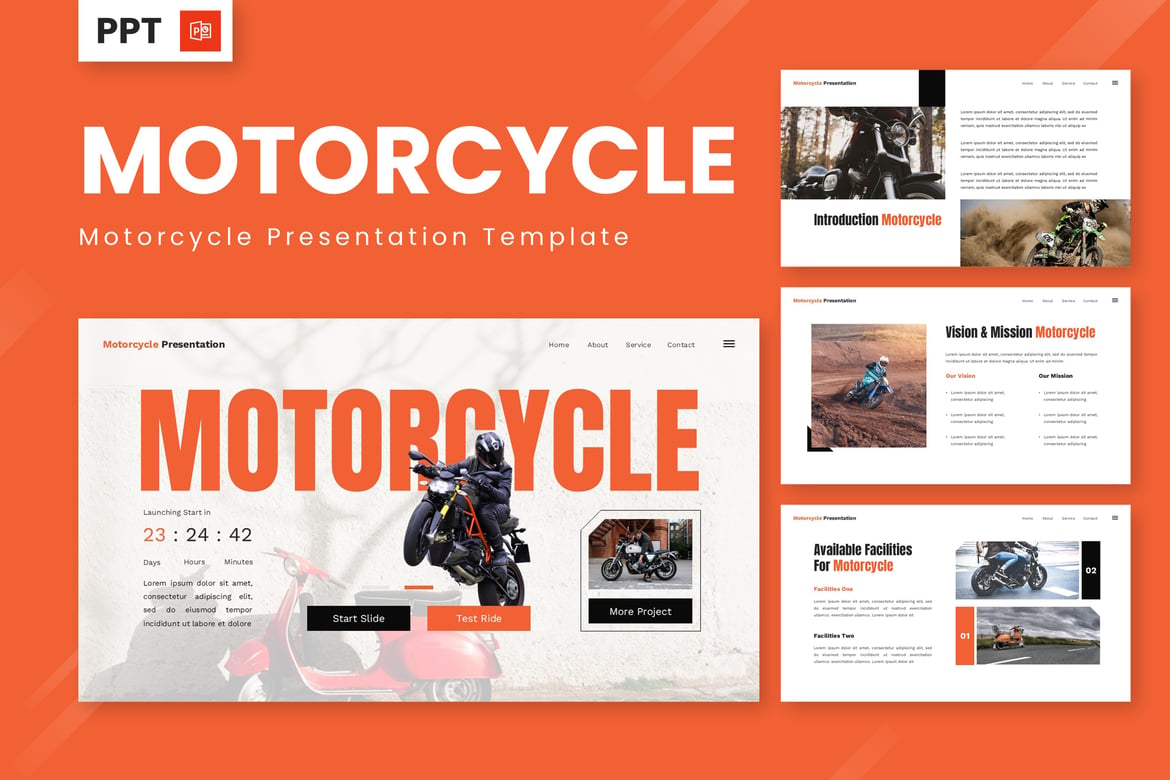 Template Powerpoint Motor - Desain Presentasi Menarik untuk Pecinta Sepeda Motor