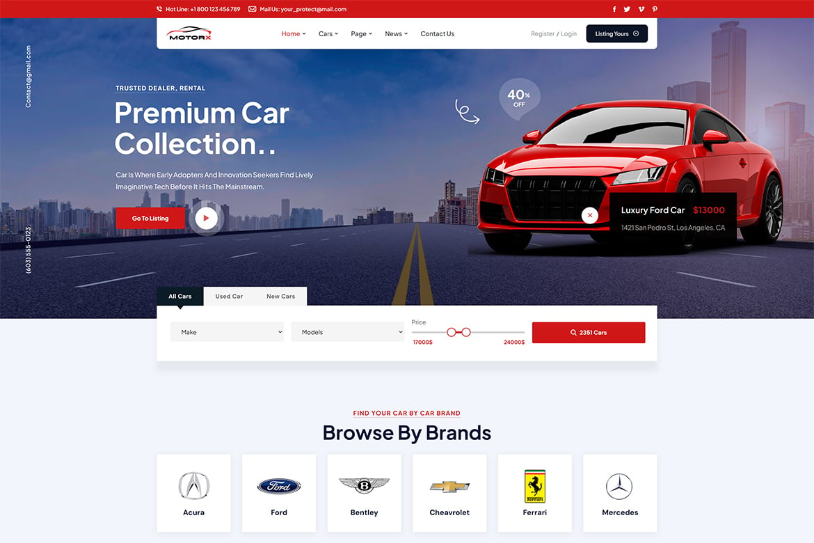 Motorx - Template Website Dealer Mobil dan Listing Modern