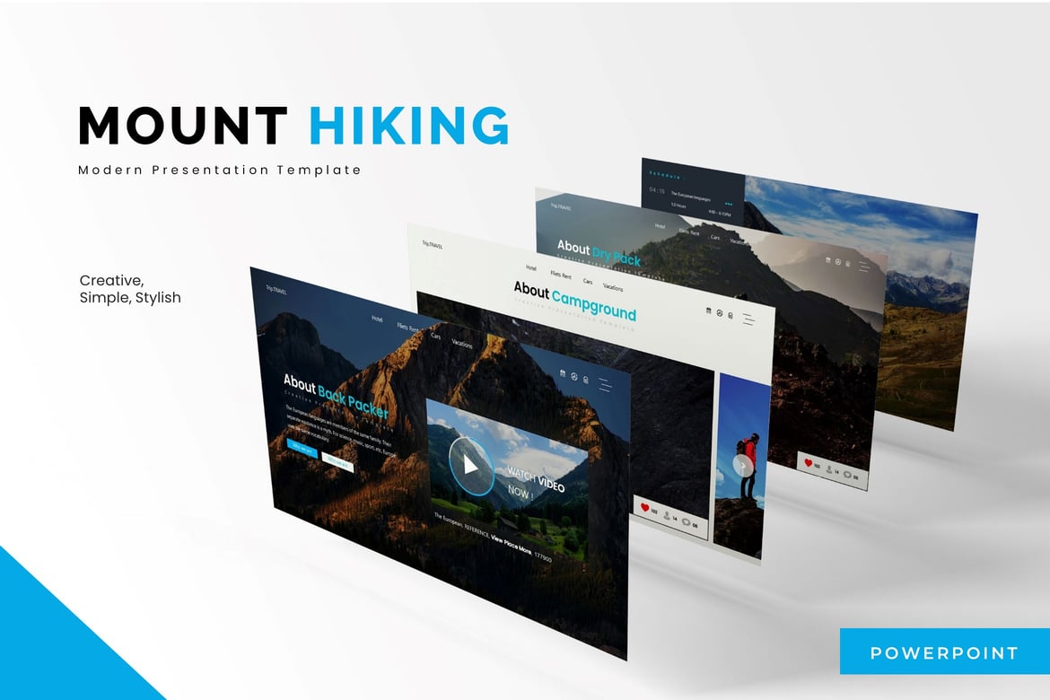 Template Presentasi PowerPoint Mount Hiking yang Menakjubkan