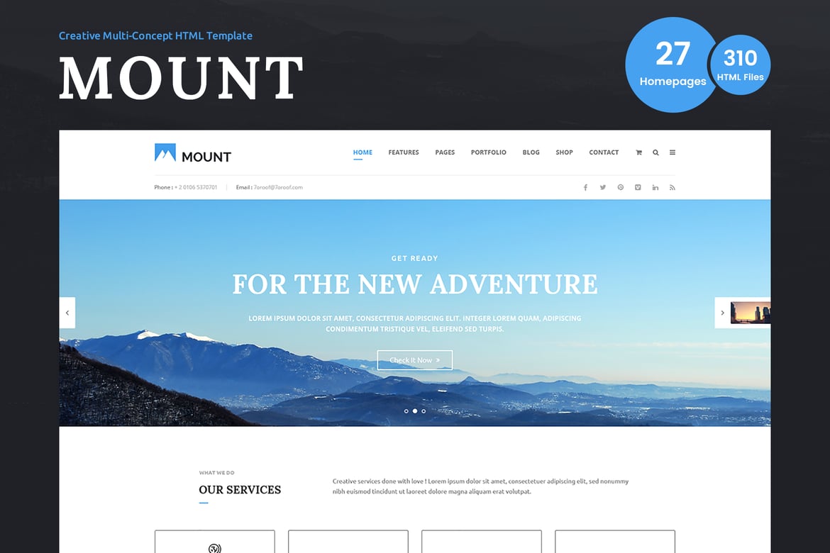 Mount – Template Website HTML Multi-fungsi yang Kreatif