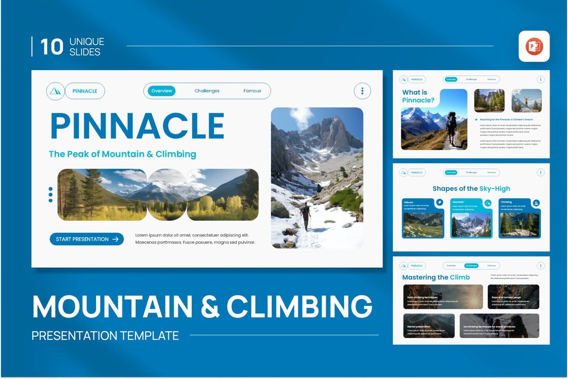 Template Presentasi PowerPoint untuk Gunung & Pendakian yang Menarik