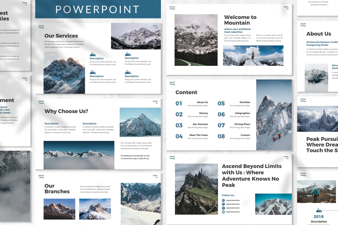 Template Powerpoint Bisnis Mountain yang Menarik