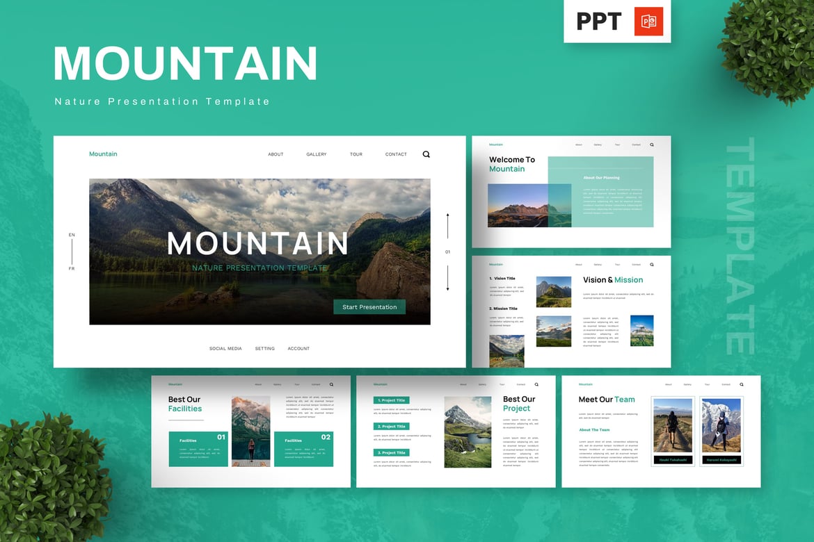 Template Presentasi Powerpoint Alam Gunung yang Menakjubkan