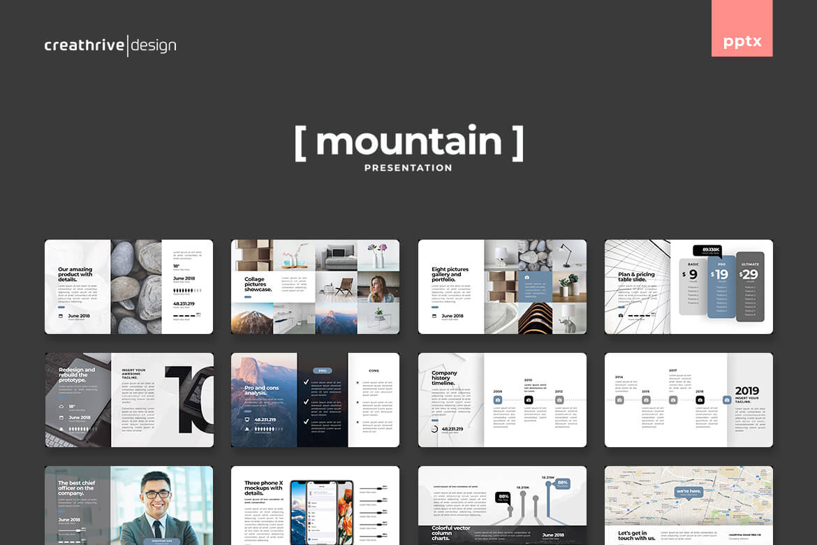 Template PowerPoint Gunung yang Menawan untuk Presentasi Profesional