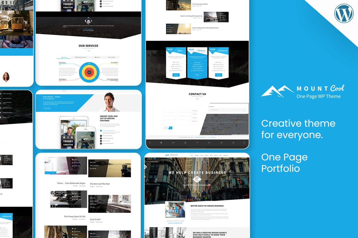 Tema WordPress MountCool - Portfolio Satu Halaman yang Elegan