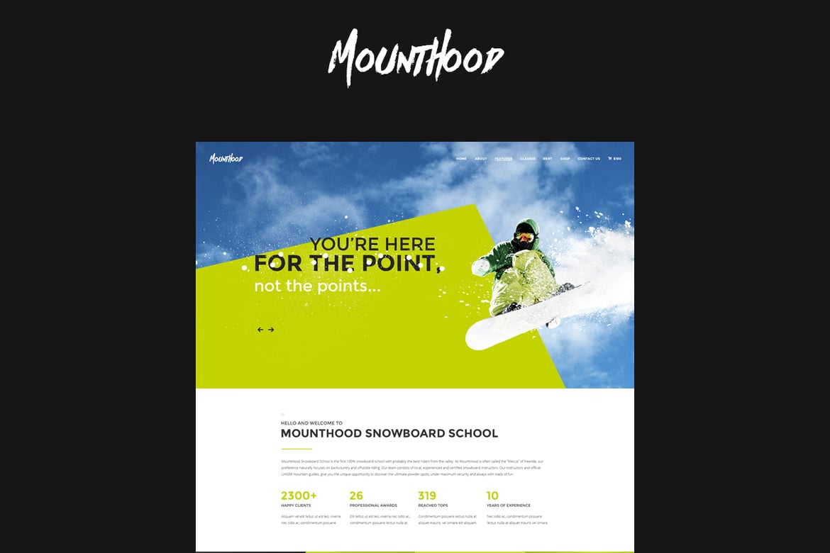 Template Website Mounthood: Solusi Modern untuk Sekolah Ski dan Snowboard