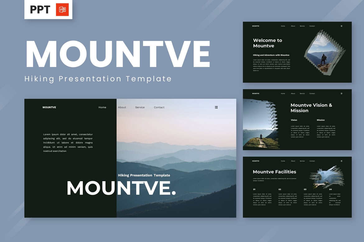 Mountve - Template Powerpoint untuk Petualangan Hiking