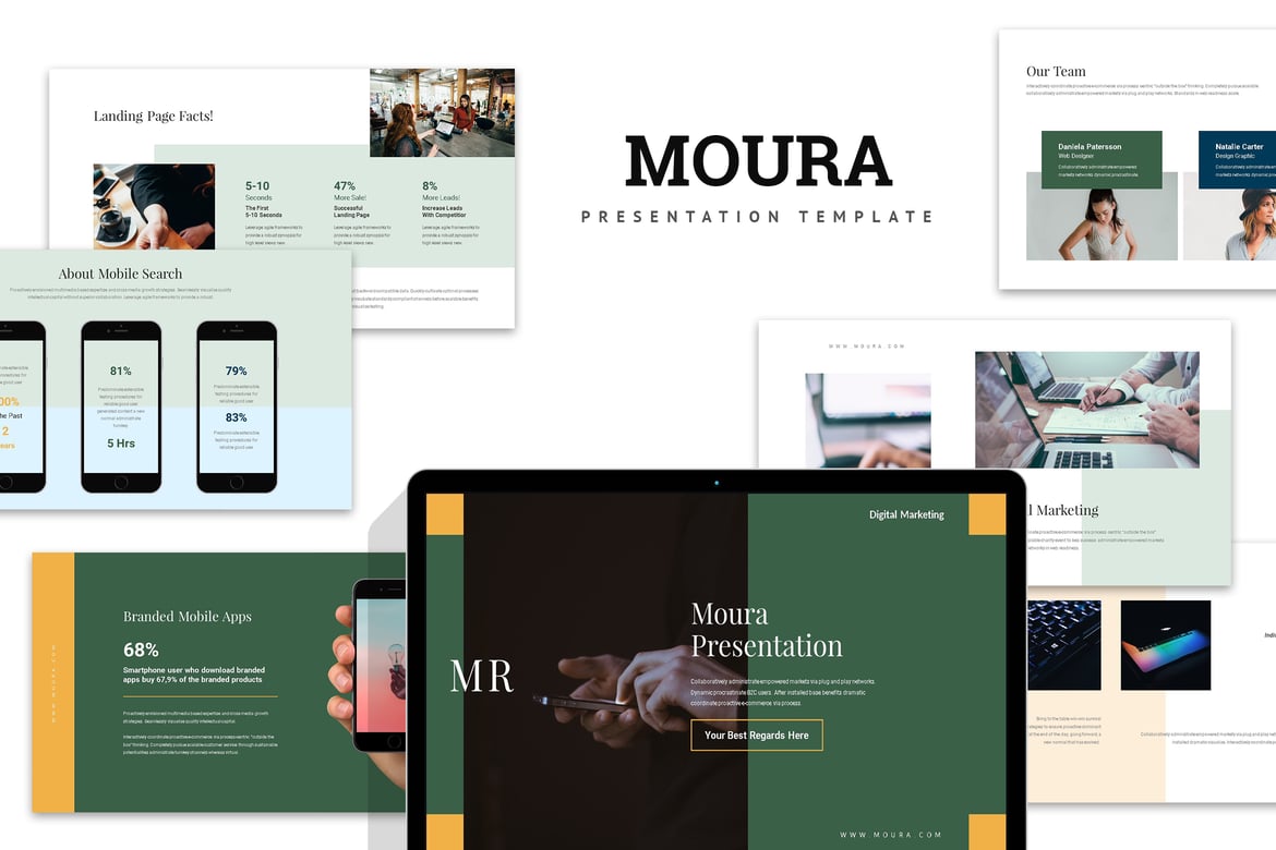 Moura: Template PowerPoint untuk Pitch Digital Marketing yang Menarik