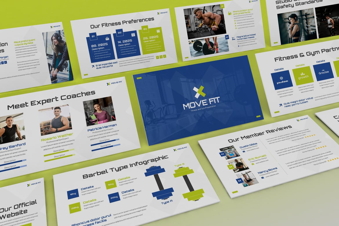 Template Presentasi PowerPoint Movefit - Solusi Terbaik untuk Fitness dan Gym