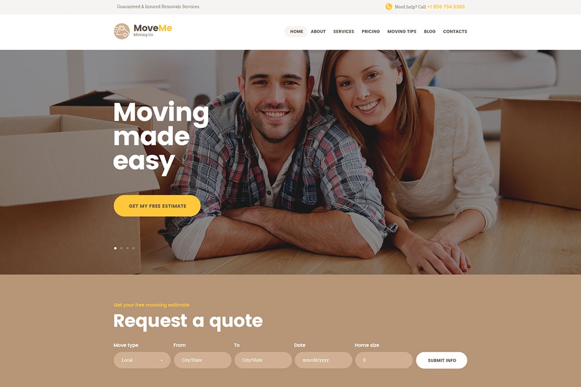 MoveMe | Tema WordPress Stylish untuk Perusahaan Pindahan & Penyimpanan