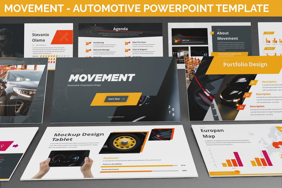 Template PowerPoint Otomotif Modern - Movement
