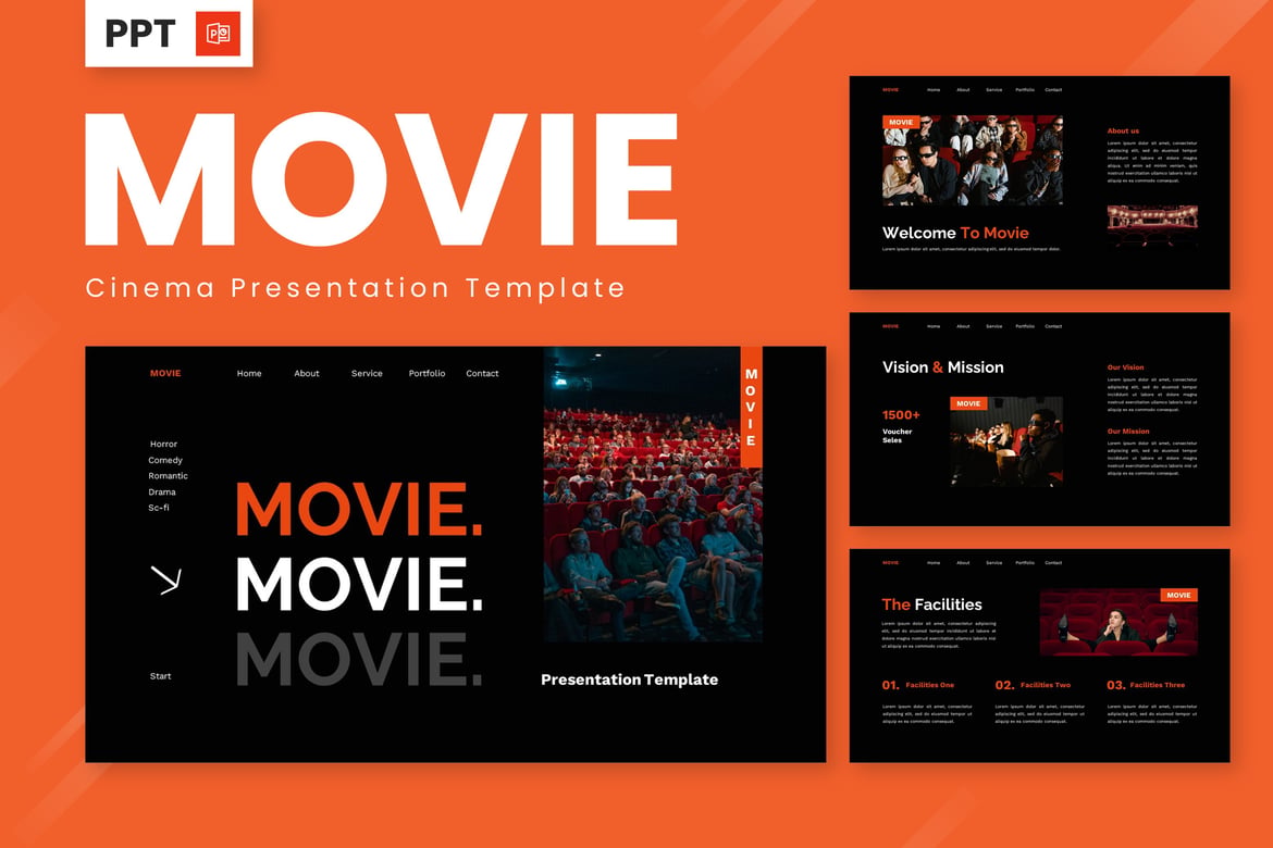 Template Powerpoint Sinematik untuk Presentasi Film yang Menarik
