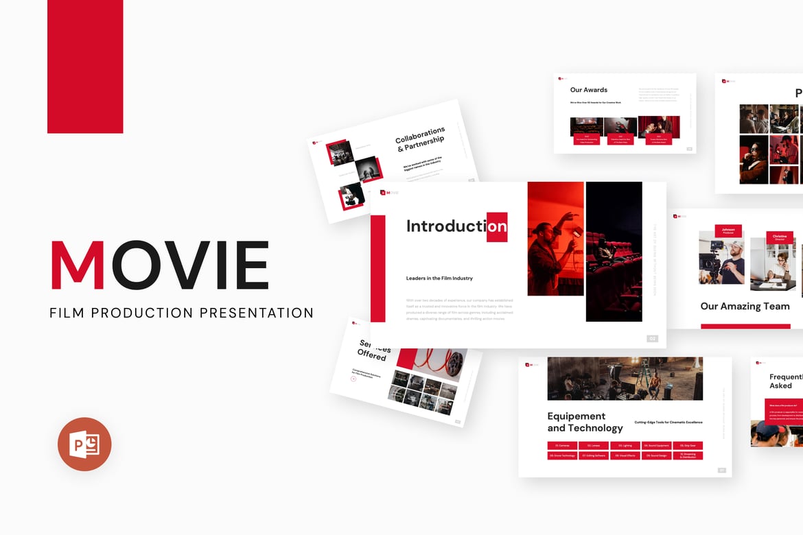 Template PowerPoint Produksi Film yang Memukau