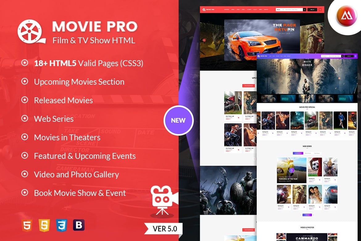 Template Website Movie Pro - HTML untuk Film dan Acara TV