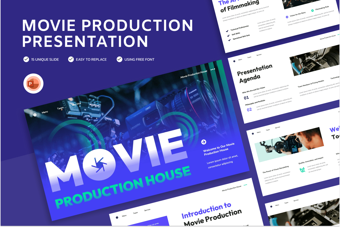 Template Powerpoint Produksi Film yang Menarik dan Kreatif