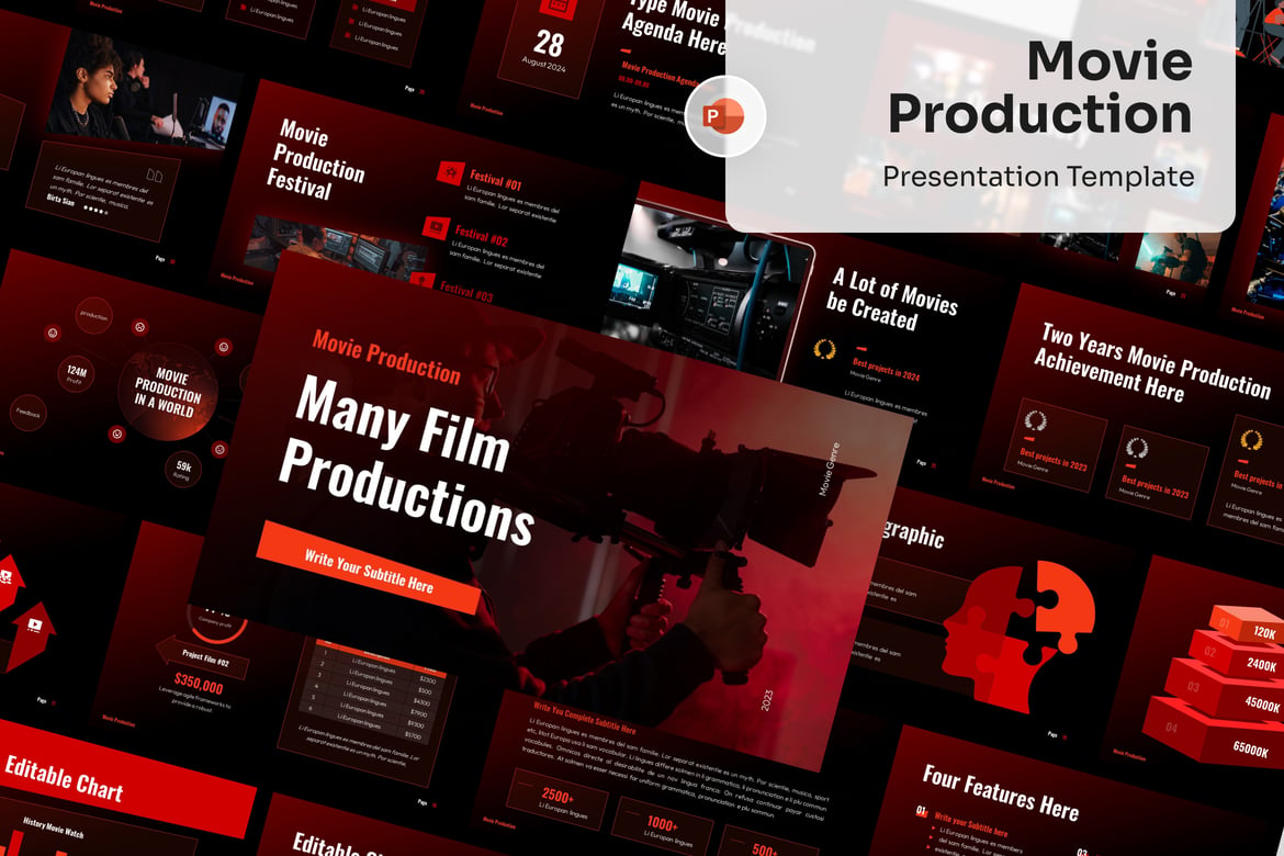 Template PowerPoint Produksi Film yang Menarik dan Profesional