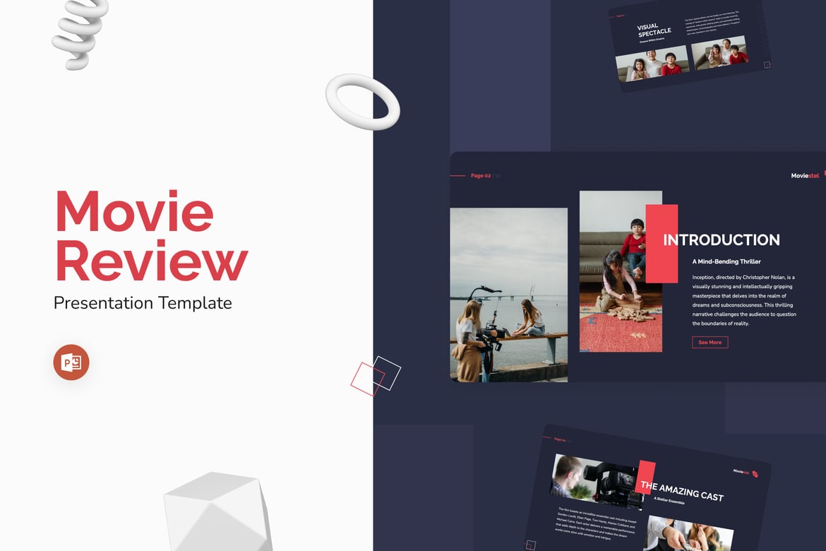 Template PowerPoint Ulasan Film yang Menarik