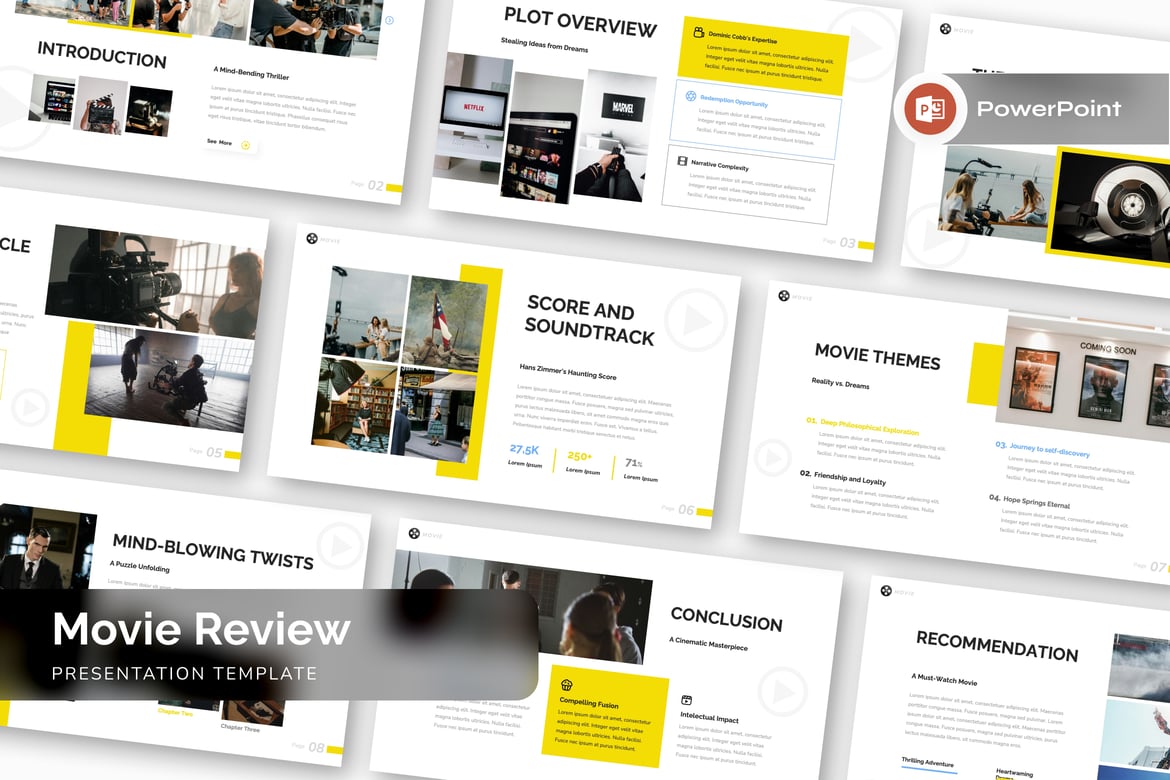 Template PowerPoint Ulasan Film yang Menarik dan Profesional