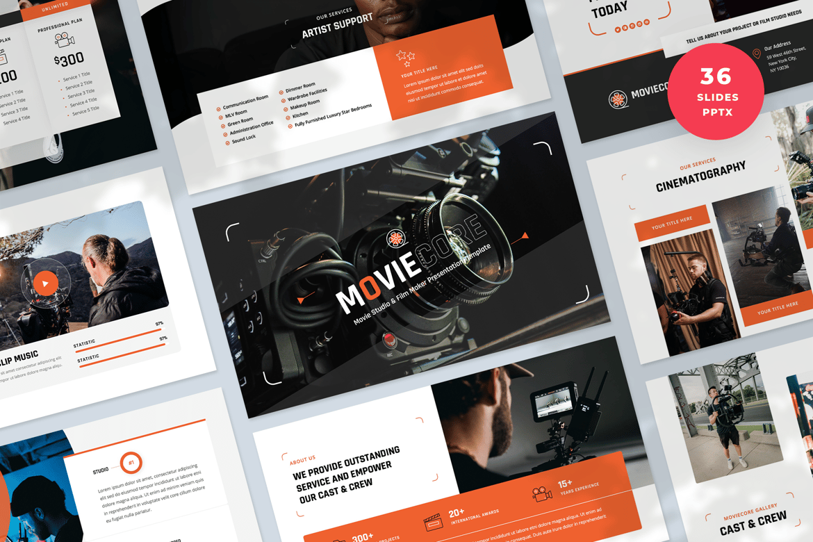 Template Presentasi PowerPoint Studio Film yang Menarik