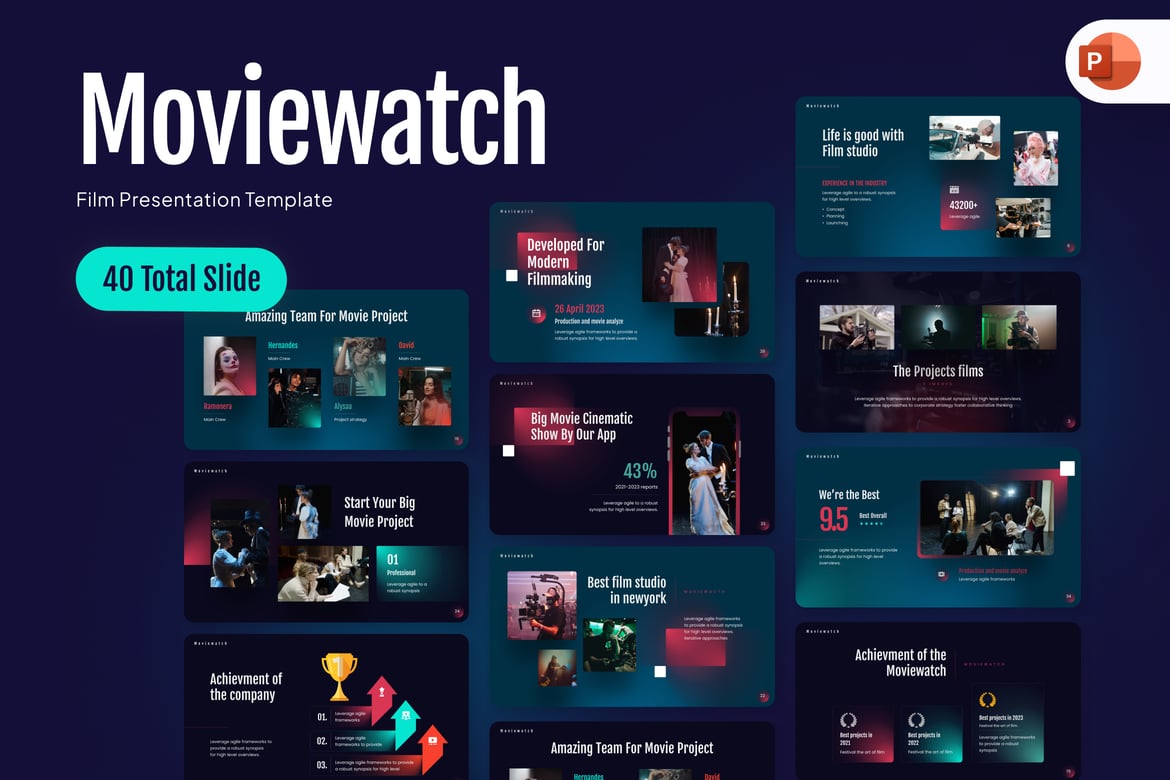 Template Presentasi PowerPoint Moviewatch untuk Film yang Menarik
