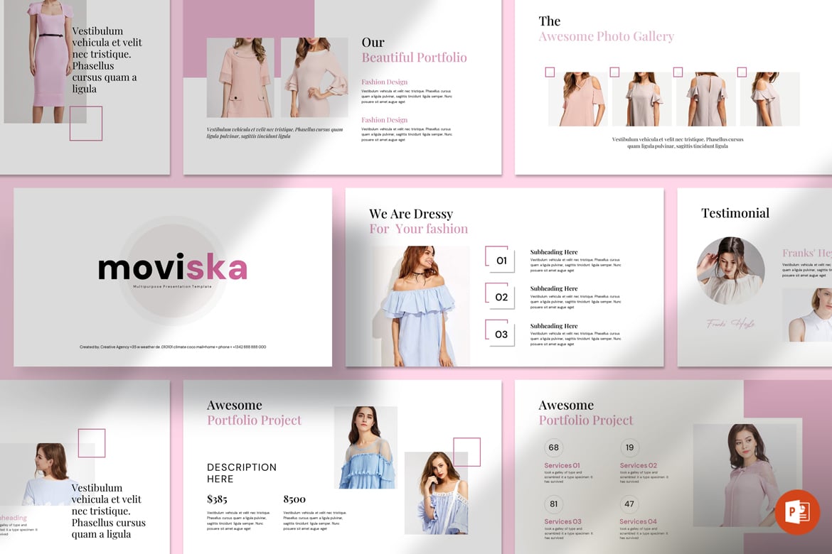 Template Presentasi PowerPoint Fashion Moviska yang Kreatif dan Profesional