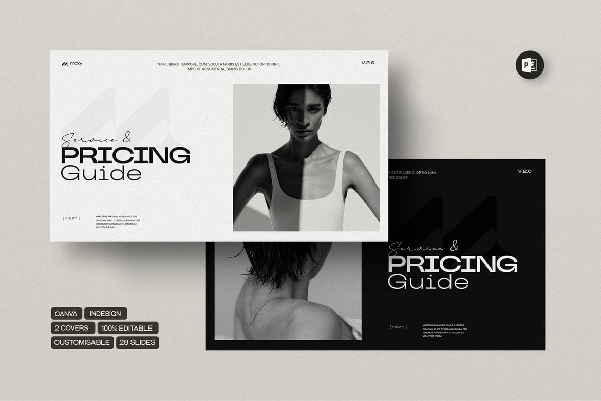 Template PowerPoint Panduan Layanan Moxy yang Modern dan Fungsional