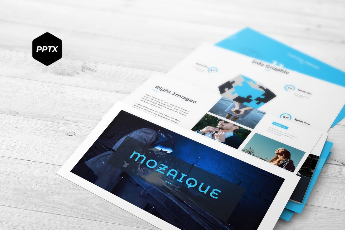 Template PowerPoint Mozaique - Solusi Kreatif untuk Presentasi Anda
