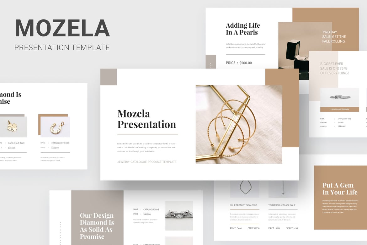 Mozela - Template Presentasi Katalog Perhiasan yang Menarik