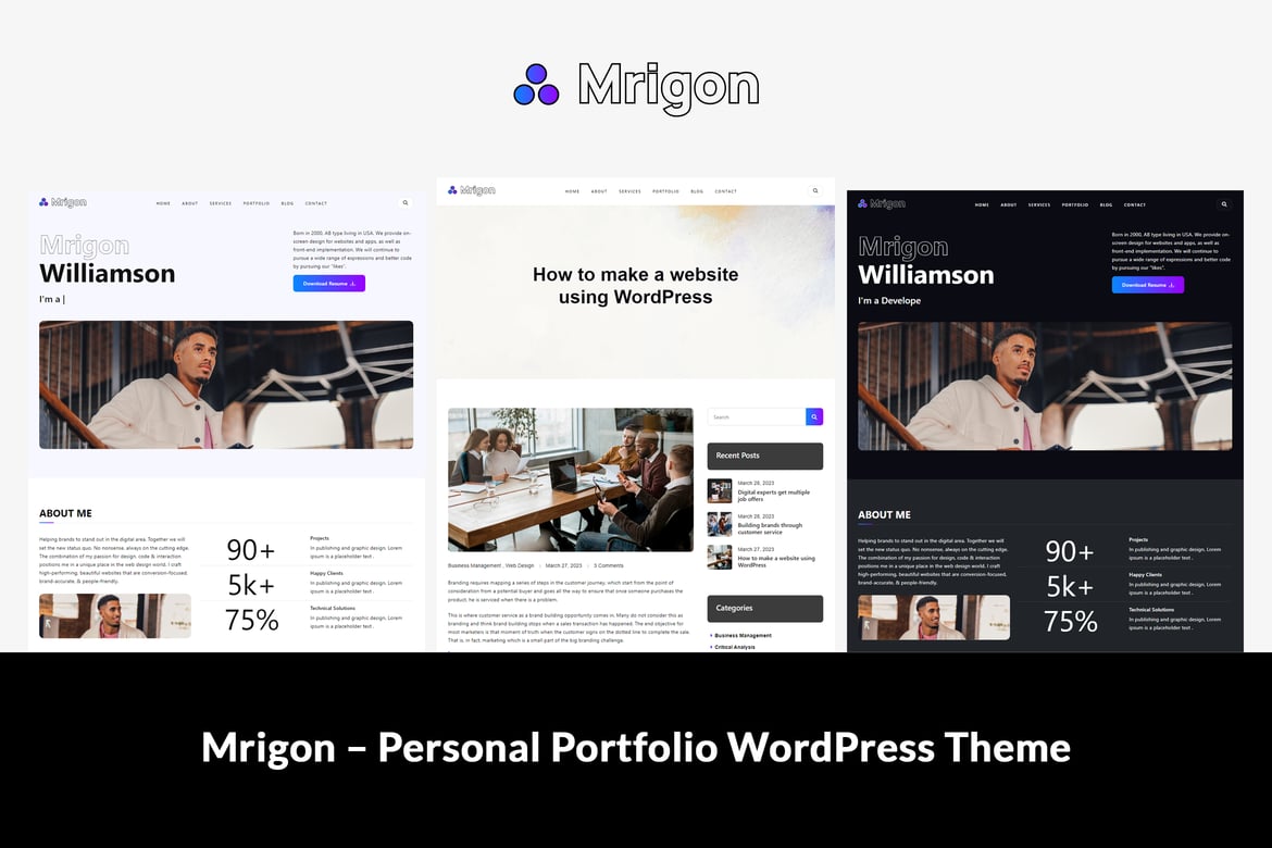 Mrigon – Tema WordPress Portofolio Pribadi yang Kreatif dan Modern