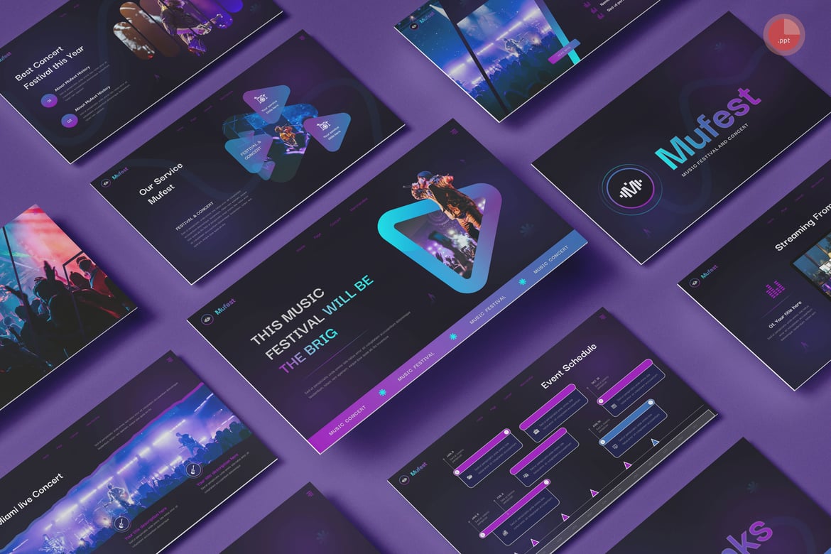 Mufest - Template Presentasi PowerPoint Festival Musik & Konser