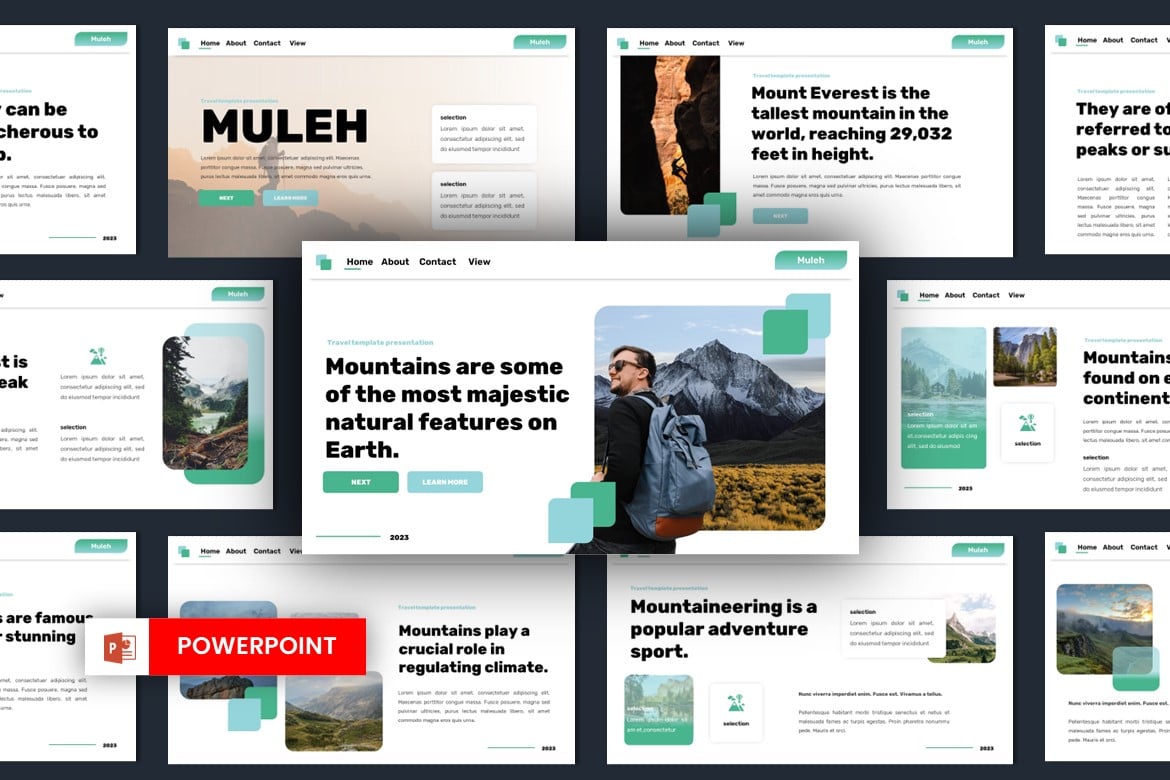 Template Powerpoint Perjalanan dan Pariwisata Muleh yang Modern dan Kreatif