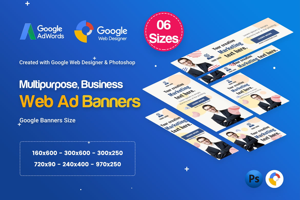 Template Website Spanduk Multi Fungsi HTML5 D32 - GWD & PSD