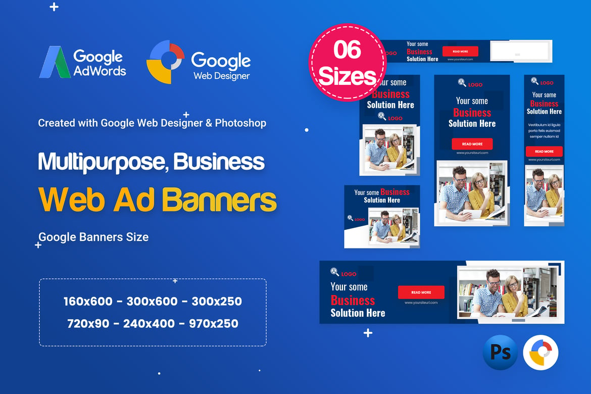 Template Website Spanduk Multi-Purpose HTML5 D52 - GWD & PSD